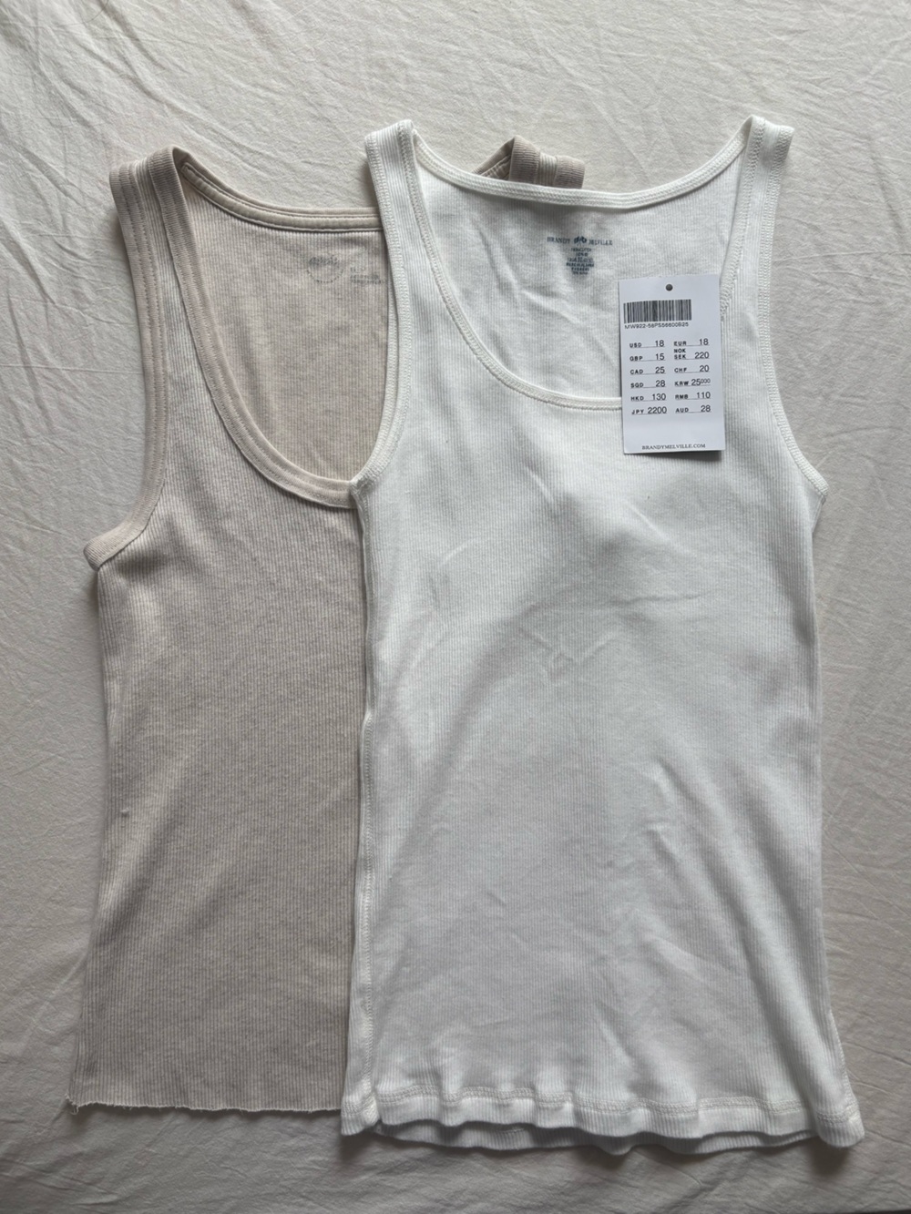 NEW Brandy Melville White Tank top & Aerie Oatmeal tank top